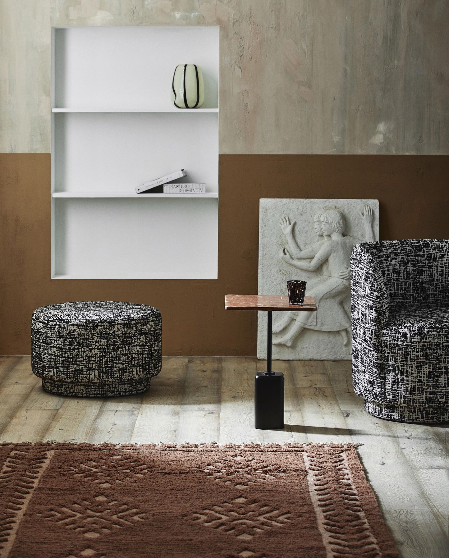 Nordal A/S BOMU pouf - black/white