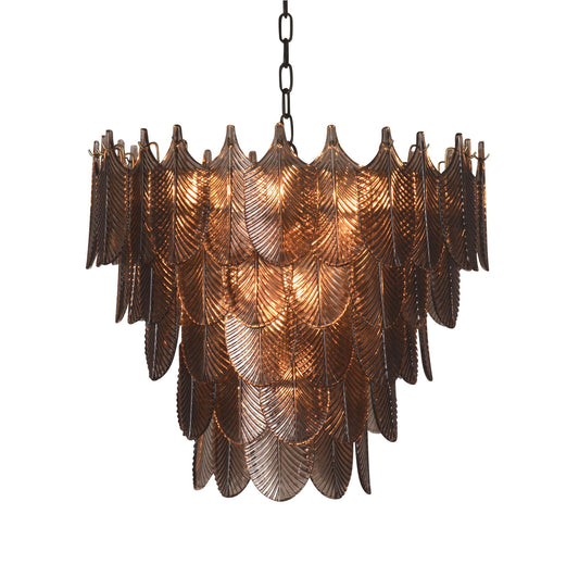 Cozy Living Gatsby leaf glass Chandelier - 10 Light - GREY